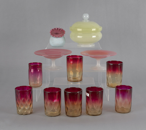 Eight amberine lemonade glasses