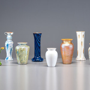 Eight American Art Glass Vases 20th