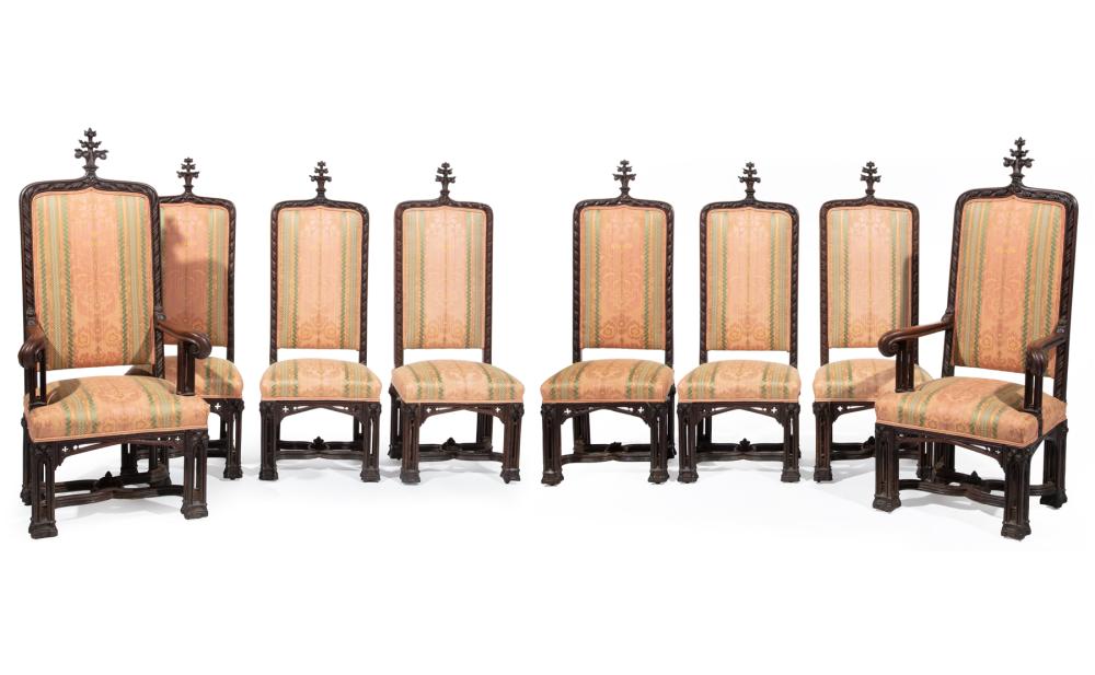 EIGHT AMERICAN CARVED WHITE OAK