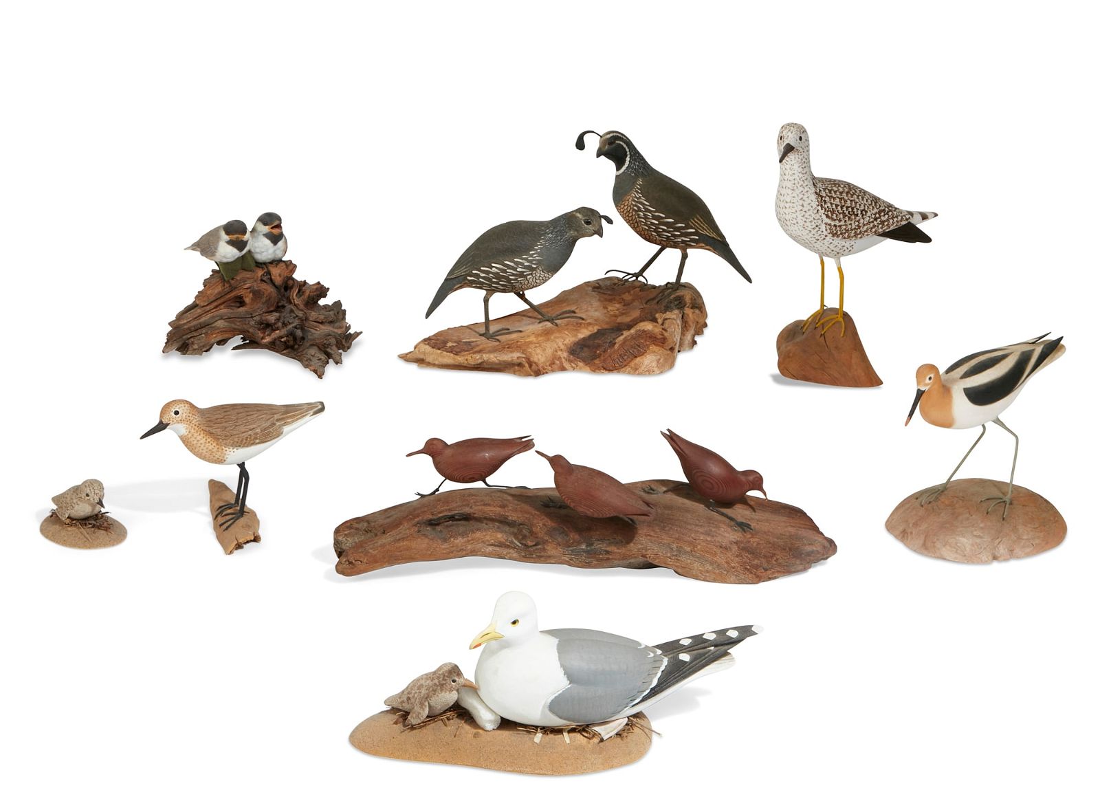 EIGHT AMERICAN PAINTED WOOD