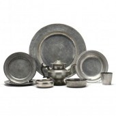 EIGHT AMERICAN PEWTER ITEMS, I
