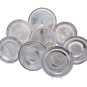 Eight American Silver Serving Trays