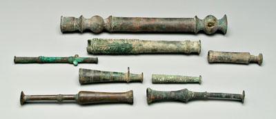 Eight ancient bronze objects: