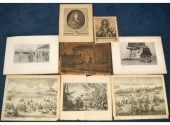 Eight antique etchings, includ