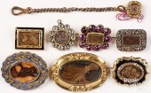 EIGHT ANTIQUE HAIRWORK BROOCHE