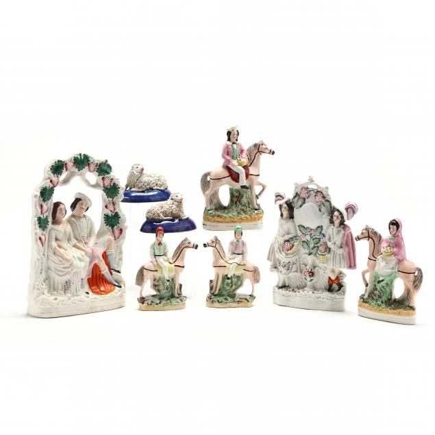 EIGHT ANTIQUE STAFFORDSHIRE