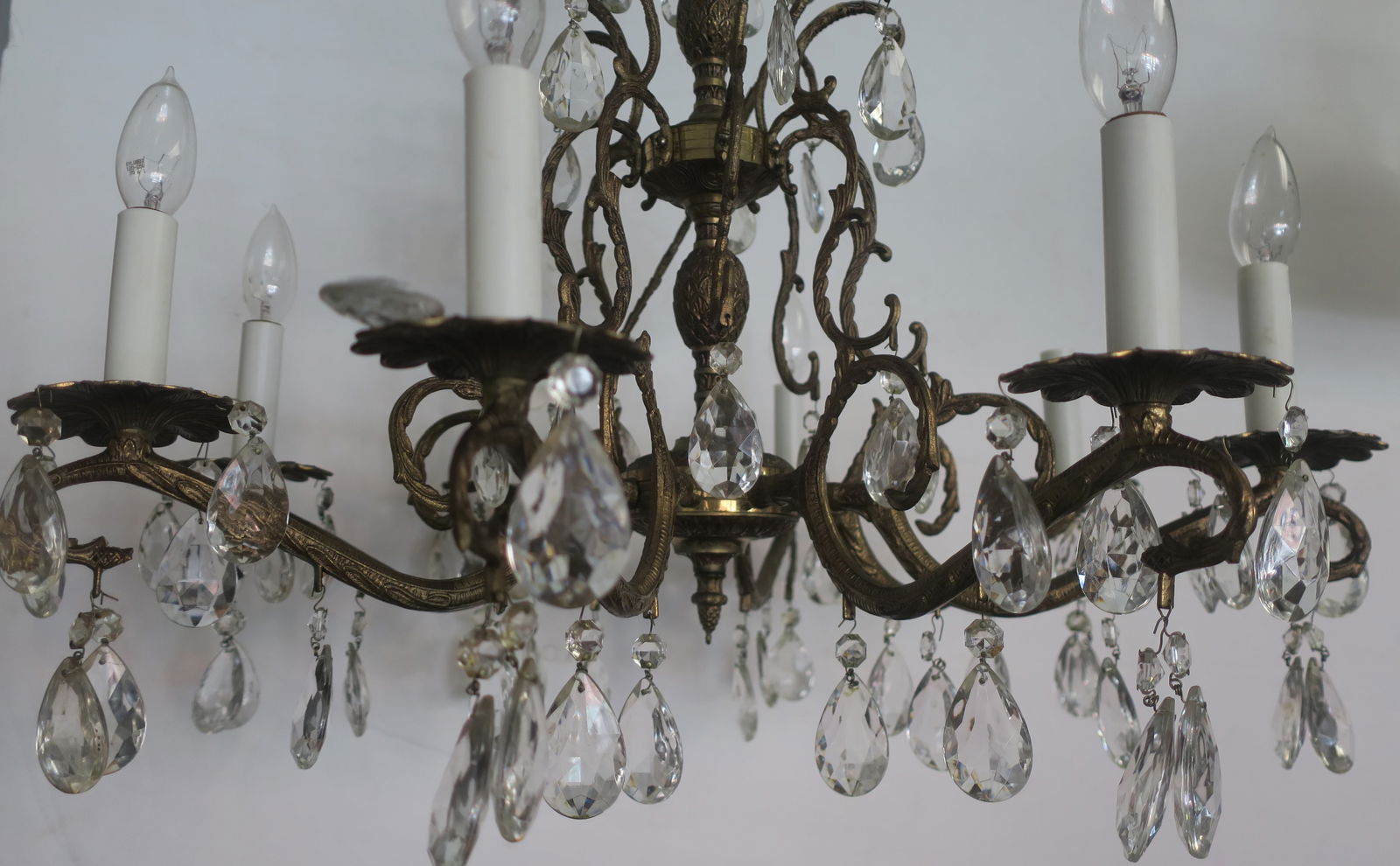 EIGHT ARM BRONZE AND CRYSTAL