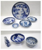 EIGHT ASIAN BLUE AND WHITE POR