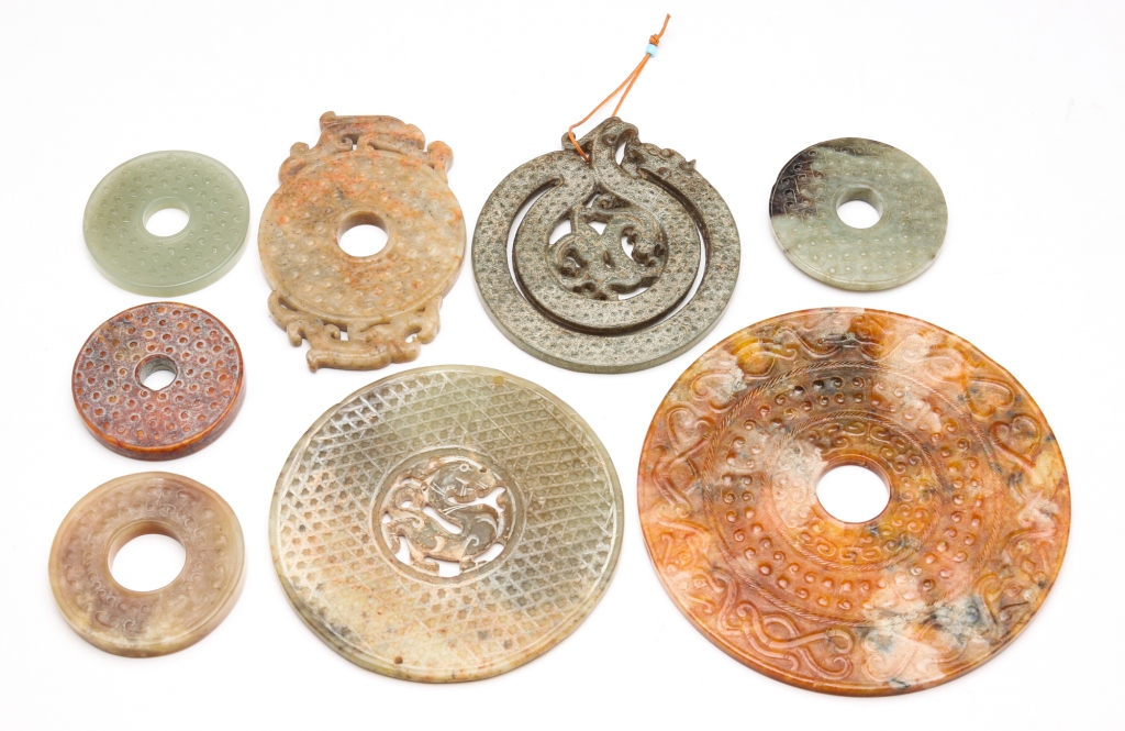 EIGHT ASIAN STONE CARVED BI