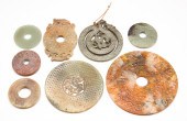 EIGHT ASIAN STONE CARVED BI DI