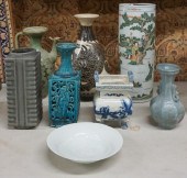EIGHT ASIAN STYLE GLAZED CERAM
