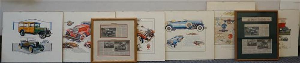 EIGHT ASSORTED AUTOMOTIVE PRINTS,