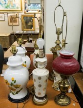 EIGHT ASSORTED BRASS, GLASS, C