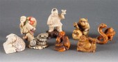 Eight assorted carved and poly