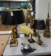 EIGHT ASSORTED METAL TABLE LAM