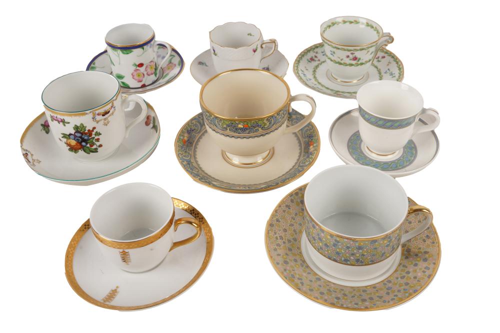 EIGHT ASSORTED PORCELAIN CUP &