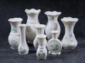 EIGHT BELLEEK SHAMROCK VASES,