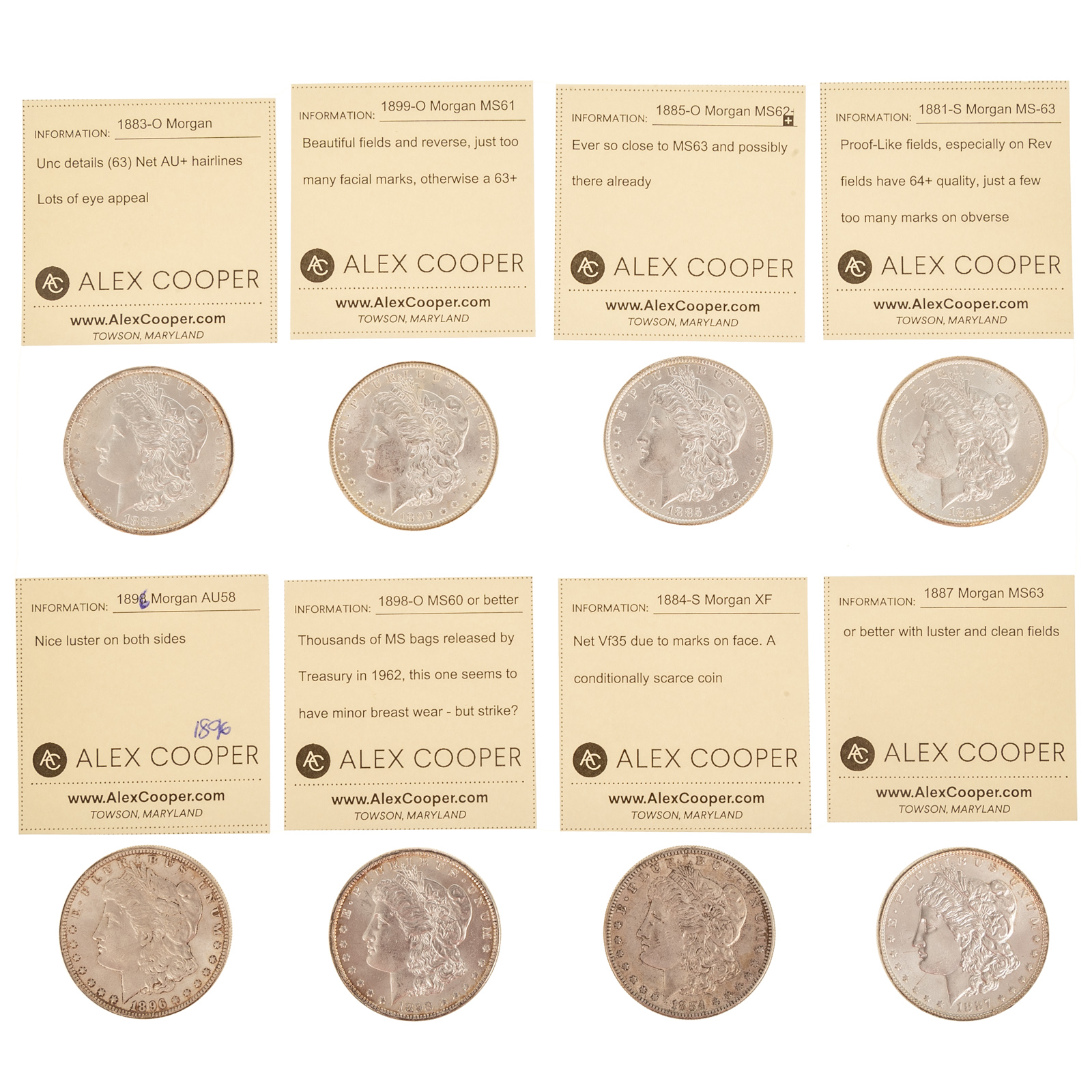EIGHT BETTER MORGAN DOLLARS