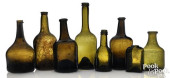 EIGHT BLOWN OLIVE/AMBER GLASS
