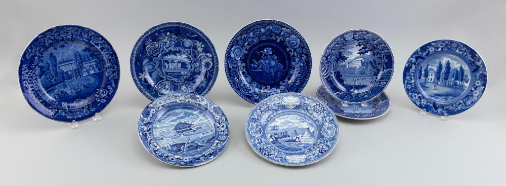 EIGHT BLUE STAFFORDSHIRE PLATES