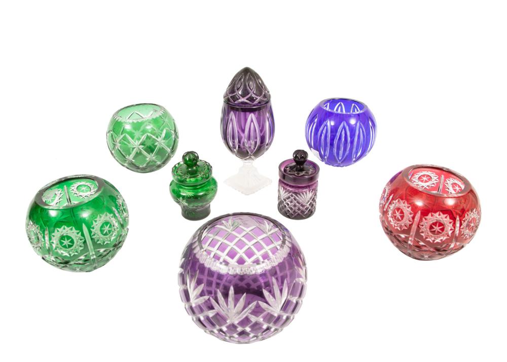 EIGHT BOHEMIAN CUT-TO-CLEAR GLASS