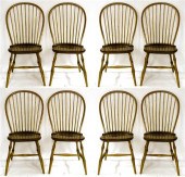 Eight bow back windsor chairs