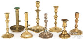 EIGHT BRASS CANDLESTICKS, 18TH