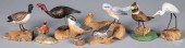 EIGHT CARVED AND PAINTED BIRDS