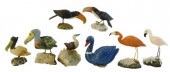 EIGHT CARVED HARDSTONE BIRDS W