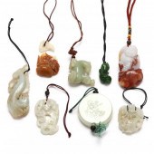EIGHT CARVED HARDSTONE ITEMS T