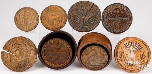 EIGHT CARVED WOOD BUTTERPRINTS,