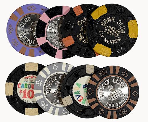 EIGHT CASINO GAMBLING CHIPS.Eight