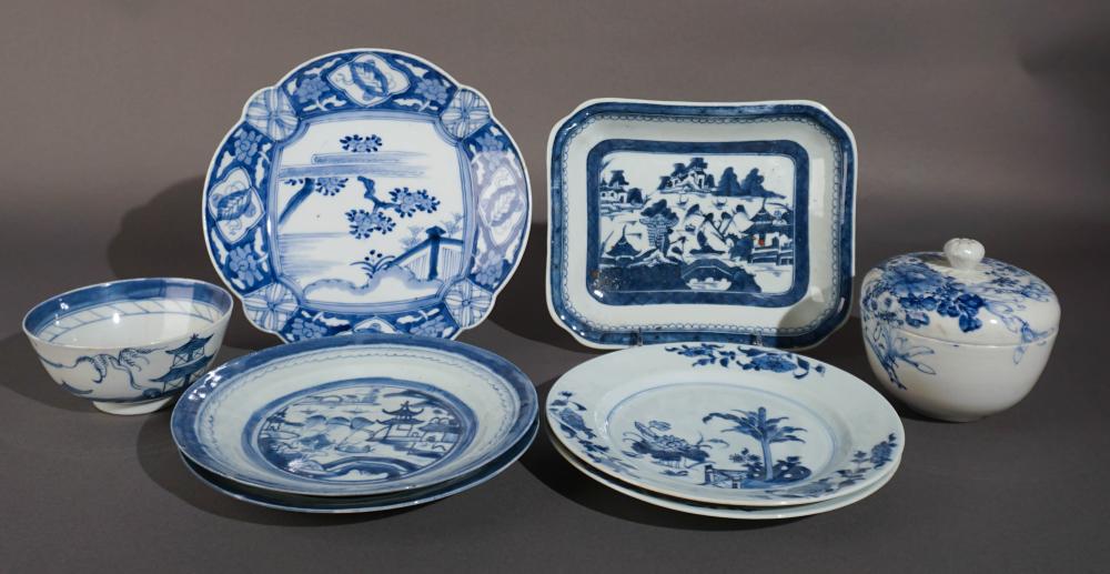 EIGHT CHINESE AND JAPANESE BLUE AND