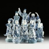 EIGHT CHINESE BLUE AND WHITE P