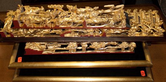 Eight Chinese carved and gilt