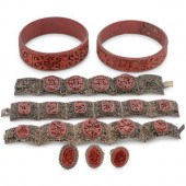 Eight Chinese Carved Lacquer J
