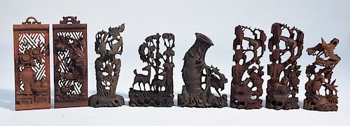 EIGHT CHINESE CARVED WOOD