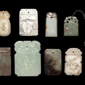 Eight Chinese Celadon Jade Car