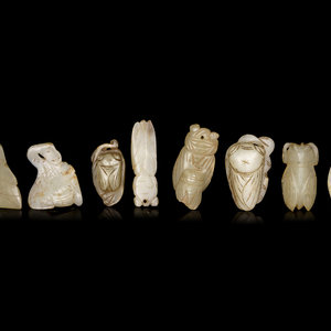 Eight Chinese Celadon Jade Carvings