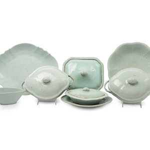 Eight Chinese Export White Glazed