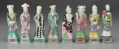 Eight Chinese famille rose figures: