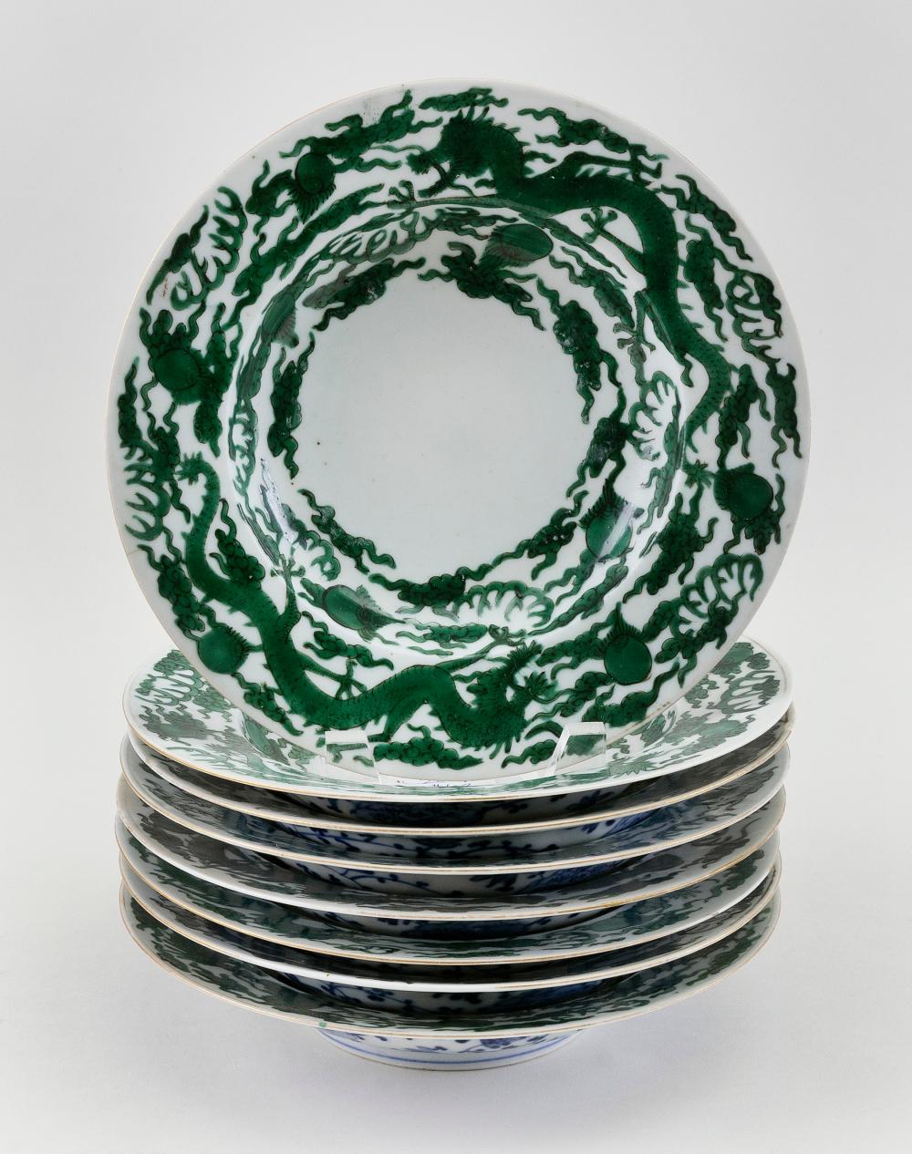 EIGHT CHINESE GREEN AND WHITE