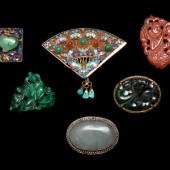 Eight Chinese Hardstone Inset