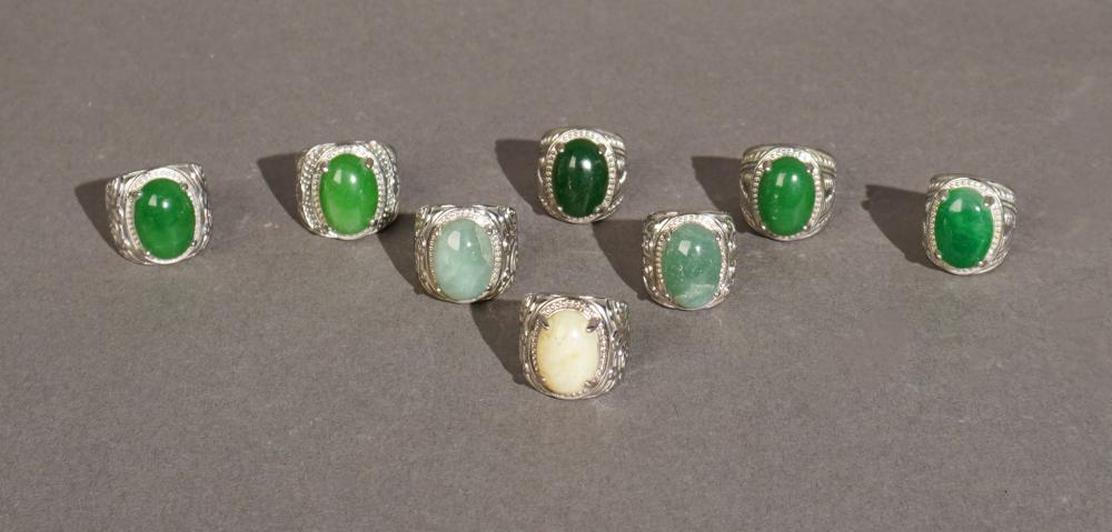 EIGHT CHINESE SILVERED METAL AND