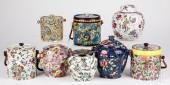 EIGHT CHINTZ BISCUIT BARRELS A