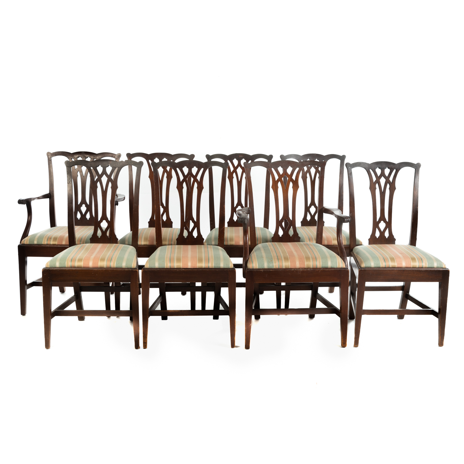 EIGHT CHIPPENDALE MAHOGANY STYLE