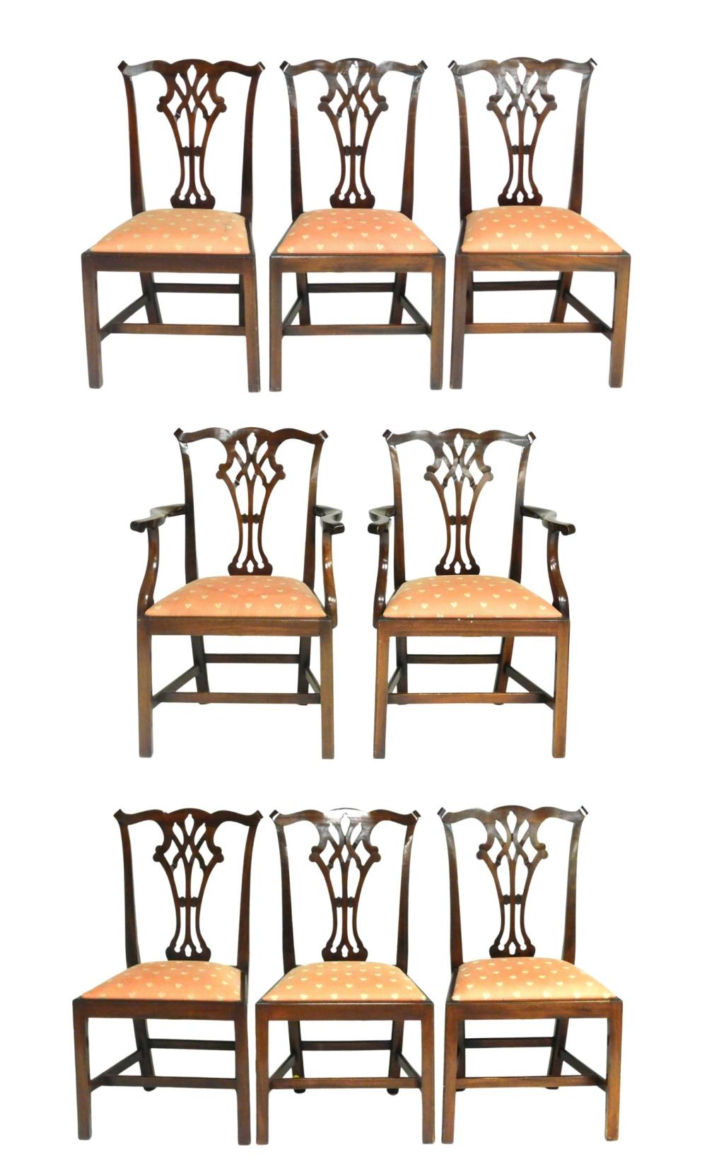EIGHT CHIPPENDALE STYLE CHAIRS,