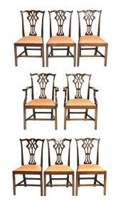 EIGHT CHIPPENDALE STYLE CHAIRS