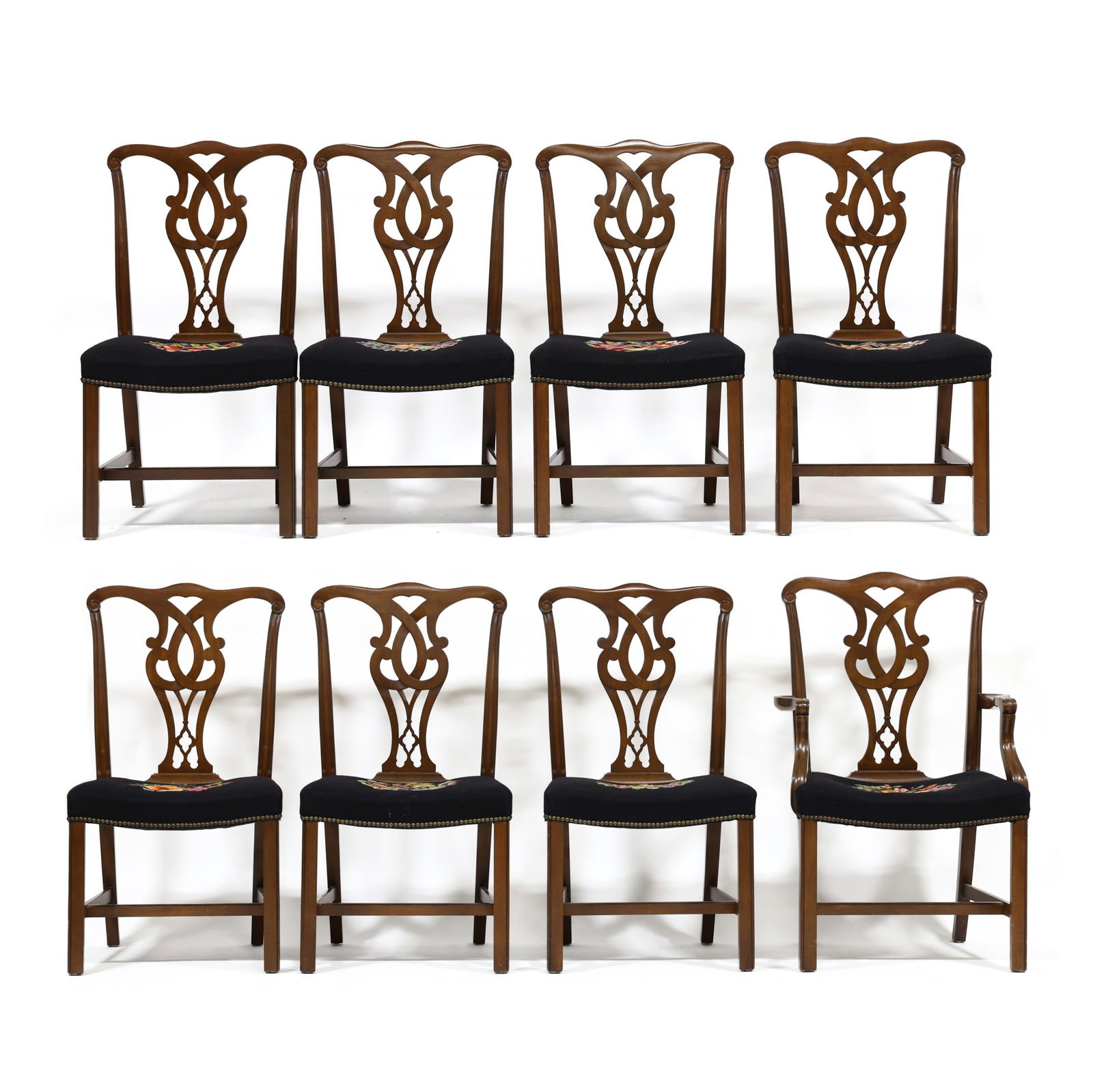 EIGHT CHIPPENDALE STYLE MAHOGANY