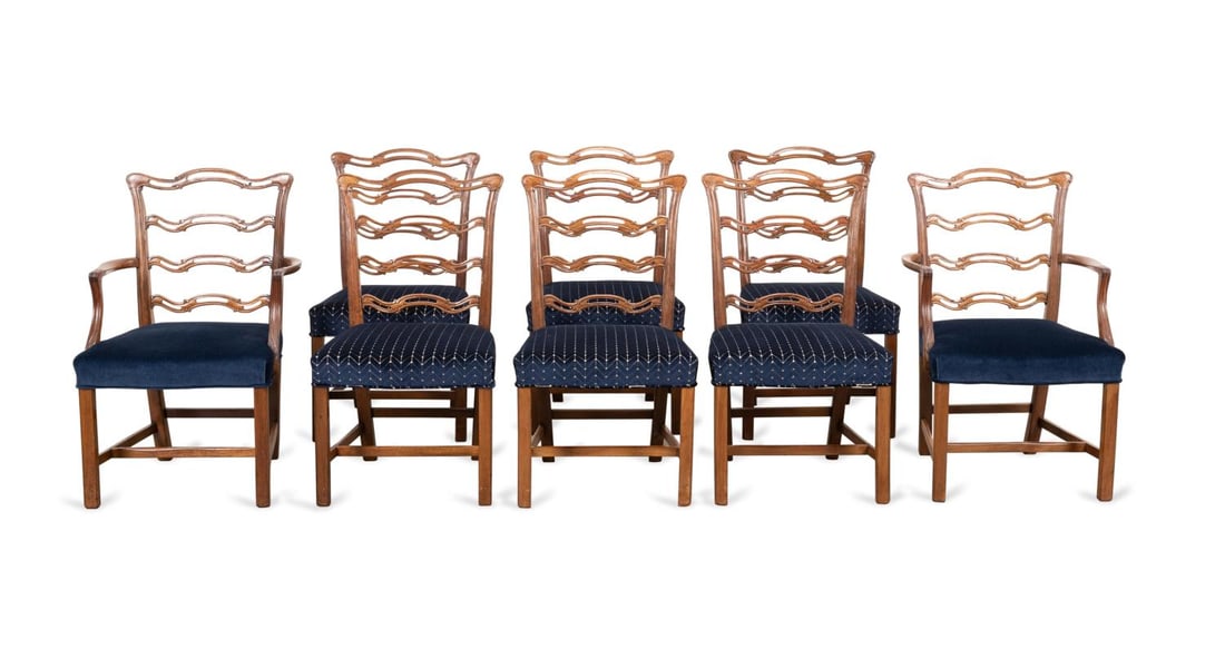 EIGHT CHIPPENDALE STYLE MAHOGANY